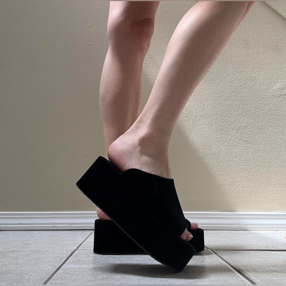 Black Velvet Platform Sandals